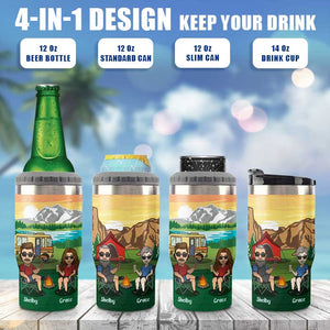 Working Full Time Spoiling My Wife - Personalized Can Cooler - Gift For Couples, Gift For Camping Lovers