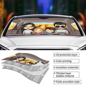 Voyage en famille - Pare-soleil auto personnalisé - Cadeau pour couple, mari et femme