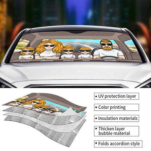 Joyeux voyage en famille - Pare-soleil de voiture personnalisé - Cadeau pour couple, mari et femme