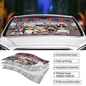 Pare-soleil personnalisé pour voiture, cadeau pour couple et chien, 4 juillet
