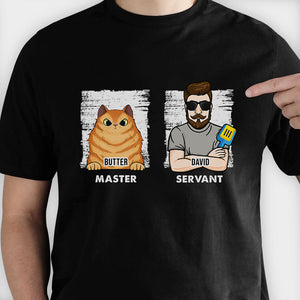 Maître chat et serviteur humain - Cadeau pour les amoureux des chats - T-shirt et sweat à capuche unisexe personnalisé