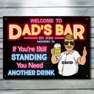 Bienvenue au bar de papa - Cadeau pour papa, grand-père - Plaque en métal personnalisée
