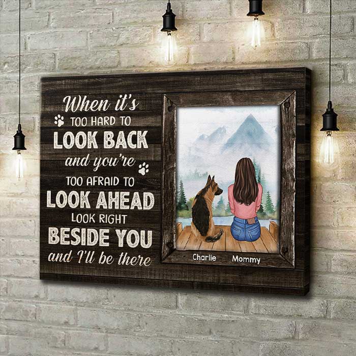 Look Right Beside You And We'll Be There - Personalized Horizontal Canvas.