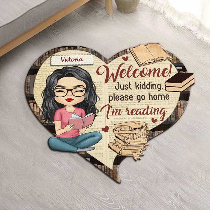 Juste une fille qui aime les livres – Tapis décoratif personnalisé – Cadeau pour les amoureux des livres 