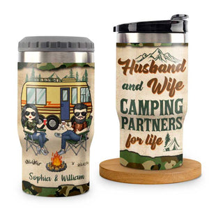 Making Memories One Campsite - Personalized Can Cooler - Gift For Couples, Gift For Camping Lovers