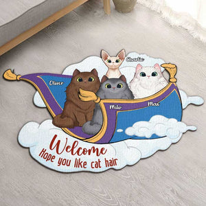 J'espère que vous aimez les poils de chat - Tapis décoratif personnalisé - Cadeau pour les amoureux des animaux 