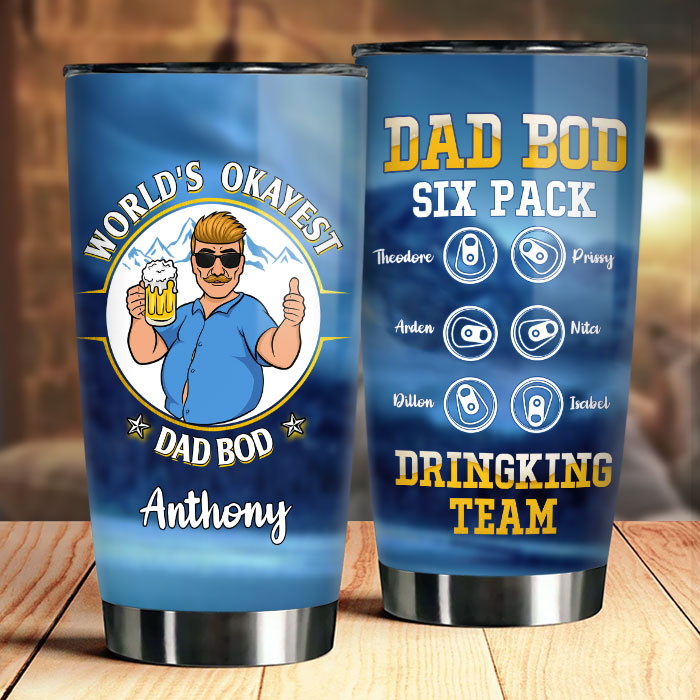 Pack de six verres « Dad Bod », équipe de buveurs - Cadeau pour papa - Verre personnalisé