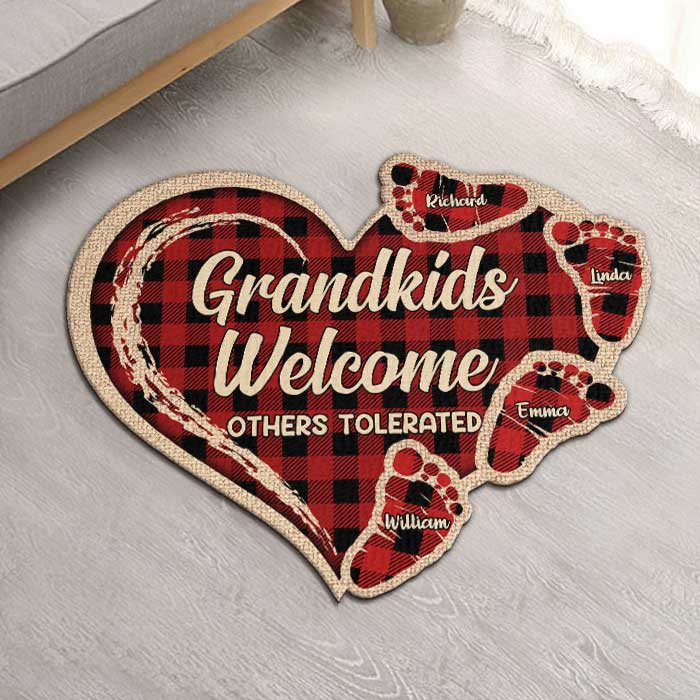 Les petits-enfants accueillent les autres tolérés - Tapis décoratif personnalisé - Cadeau pour grand-mère
