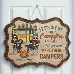 Camping Partners For Life - Husband & Wife - Gift For Camping Couples, Personalized Shaped Door Sign.