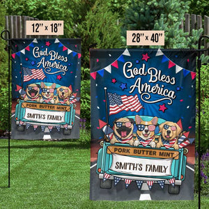 God Bless America - 4th Of July Decoration - Personalized Dog Flag.