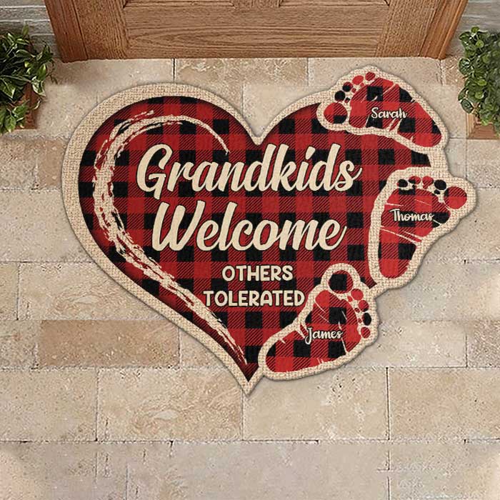 Les petits-enfants accueillent les autres tolérés - Tapis décoratif personnalisé - Cadeau pour grand-mère