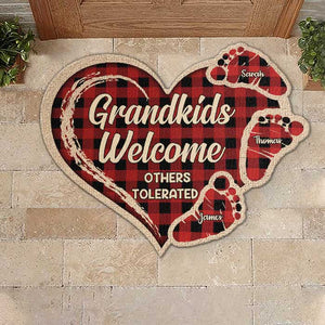 Les petits-enfants accueillent les autres tolérés - Tapis décoratif personnalisé - Cadeau pour grand-mère