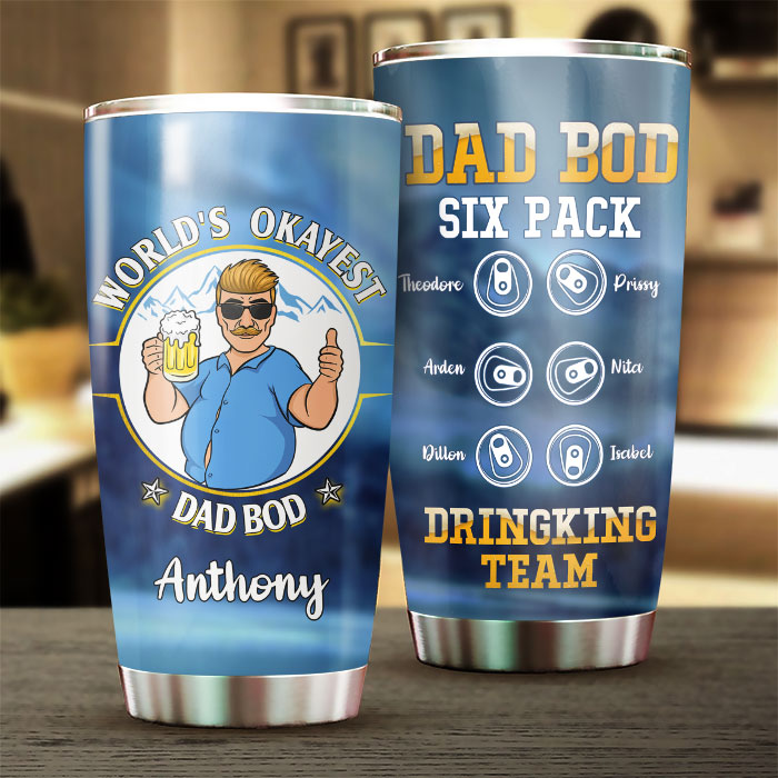 Pack de six verres « Dad Bod », équipe de buveurs - Cadeau pour papa - Verre personnalisé