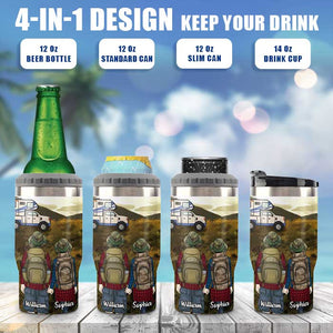 Loving Every Mile Camping With You - Personalized Can Cooler - Gift For Couples, Gift For Camping Lovers