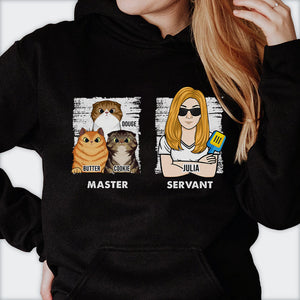 Maître chat et serviteur humain - Cadeau pour les amoureux des chats - T-shirt et sweat à capuche unisexe personnalisé