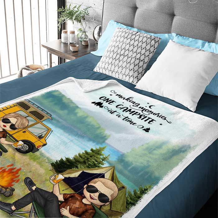 The Best Memories Are Made Camping - Husband & Wife - Gift For Camping Couples, Personalized Blanket.