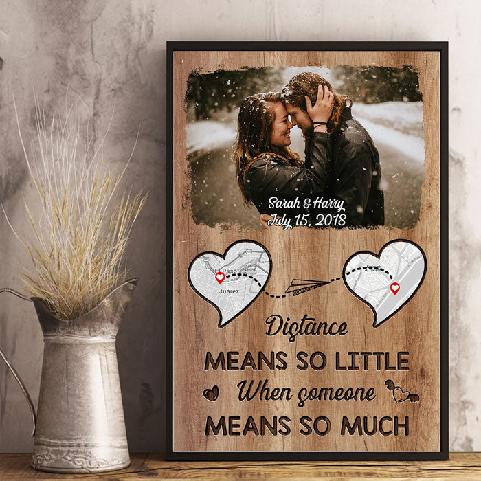 La distance est si peu importante - Affiche verticale personnalisée - Télécharger une image, cadeau pour couple, mari et femme