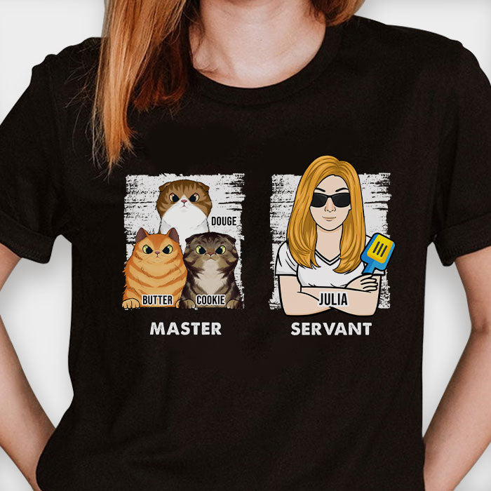 Maître chat et serviteur humain - Cadeau pour les amoureux des chats - T-shirt et sweat à capuche unisexe personnalisé