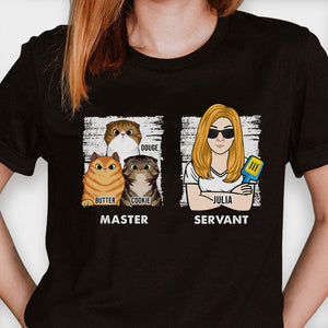 Maître chat et serviteur humain - Cadeau pour les amoureux des chats - T-shirt et sweat à capuche unisexe personnalisé