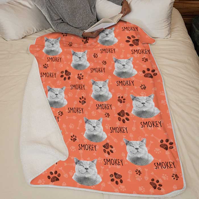Colorful Upload Pet Image - Gift For Cat Lovers - Personalized Blanket.