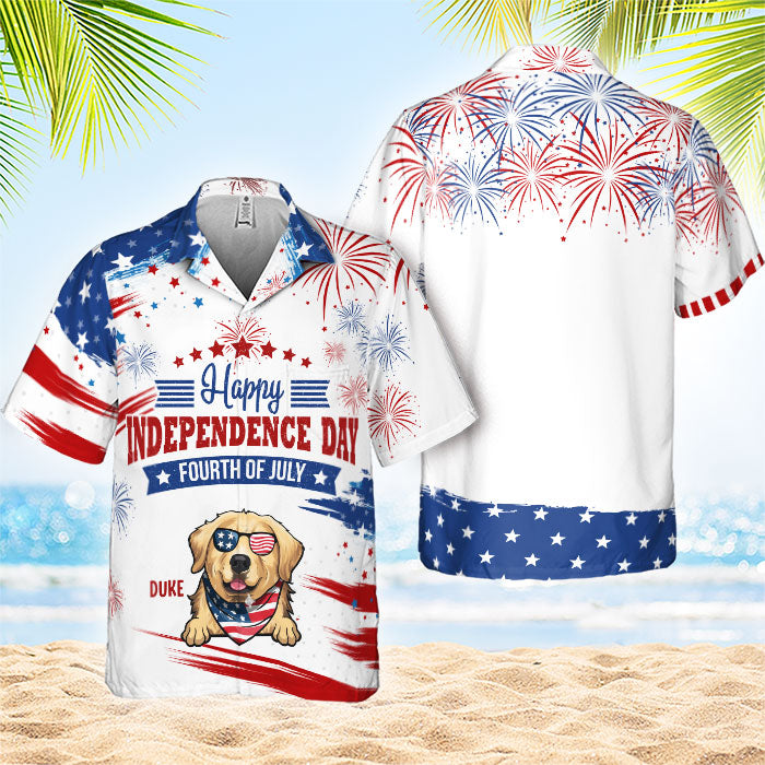 Joyeux 4 juillet ! T-shirt hawaïen personnalisé ! Cadeau pour papa, cadeau pour amoureux des animaux