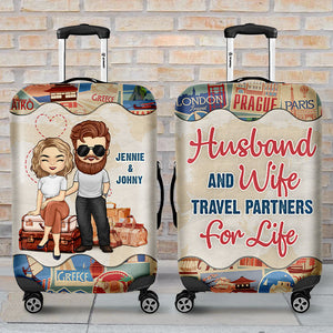 Partenaires de voyage pour la vie - Cadeau pour couple, mari et femme - Housse de bagage personnalisée