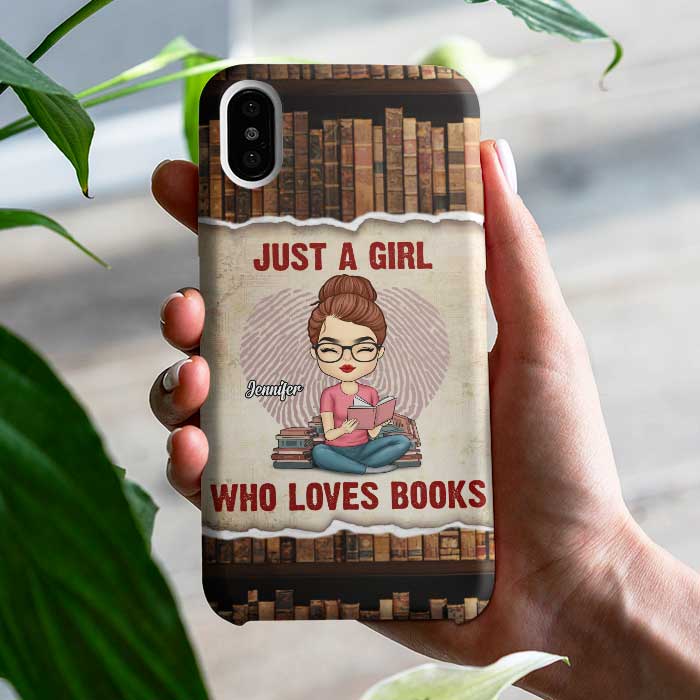 A Girl Who Loves Books - Personalized Phone Case.