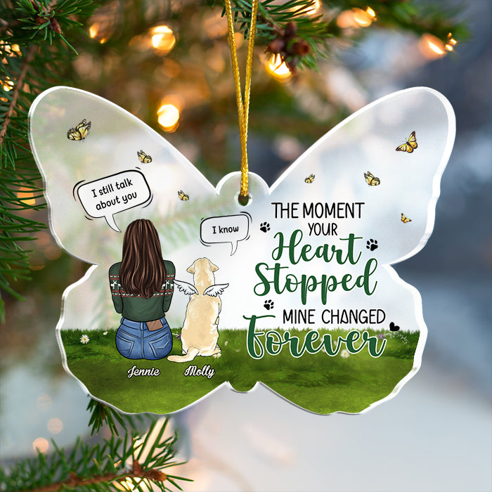 Tu es à jamais dans mon cœur - Décoration de Noël personnalisée en acrylique en forme de papillon - Cadeau commémoratif, cadeau de condoléances, cadeau de Noël