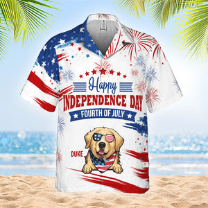 Joyeux 4 juillet ! T-shirt hawaïen personnalisé ! Cadeau pour papa, cadeau pour amoureux des animaux