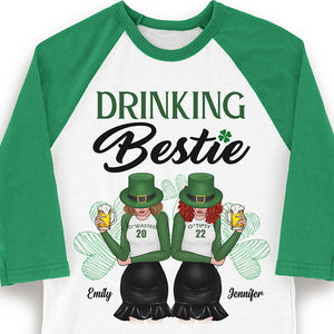 She's My Drinking Bestie - Gift For Besties, Personalized St. Patrick's Day Unisex Raglan Shirt.