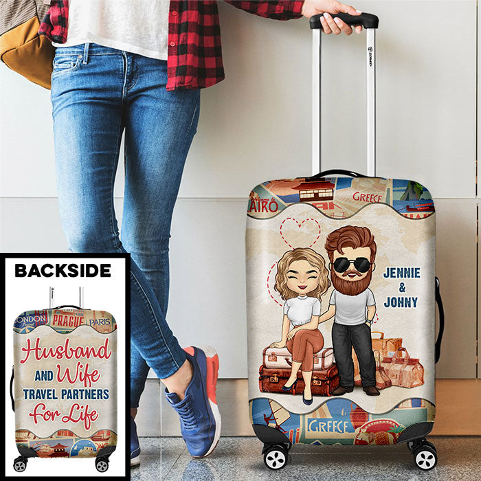 Partenaires de voyage pour la vie - Cadeau pour couple, mari et femme - Housse de bagage personnalisée