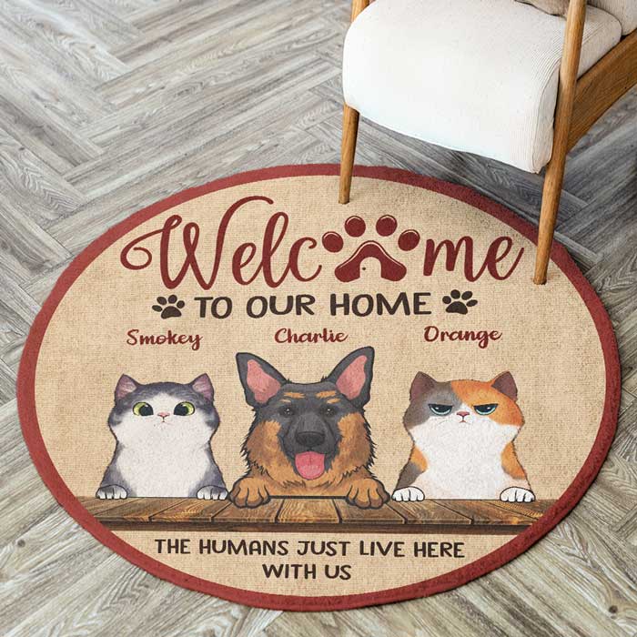 Welcome To Our Home - Gift For Pet Lovers, Personalized Decorative Round Rug.