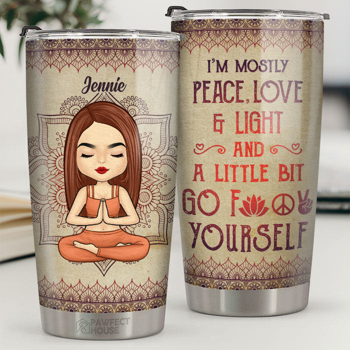 Je suis principalement en paix, amour et lumière - Gobelet personnalisé - Cadeau pour les amateurs de yoga