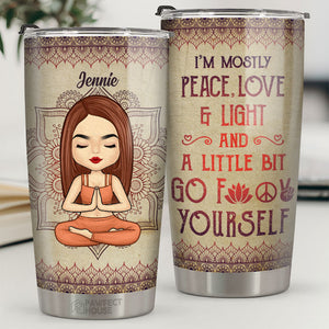 Je suis principalement en paix, amour et lumière - Gobelet personnalisé - Cadeau pour les amateurs de yoga