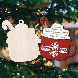 Guimauves au sucre et au cacao - Décoration de Noël personnalisée en bois à 2 couches en forme de guimauve - Cadeau pour les membres de la famille, cadeau de Noël