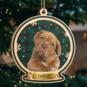 Here Comes Santa Paws - Personalized Custom Round Shaped Wood Photo Christmas Ornament - Upload Image, Gift For Pet Lovers, Christmas Gift