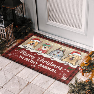 Joyeux Noël, espèce de sale animal ! Tapis décoratif personnalisé pour chien et chat ! Cadeau de Noël pour les propriétaires et les amoureux des animaux.
