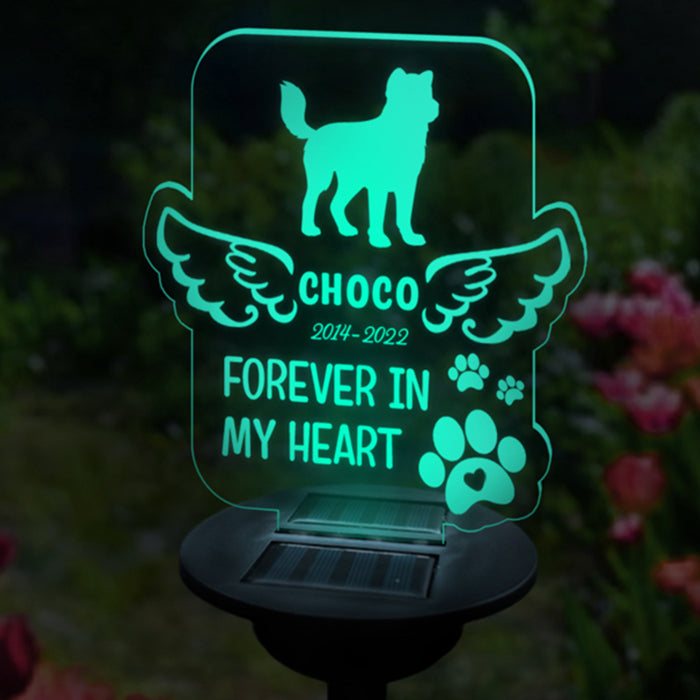Tu es à jamais dans nos cœurs - Lampe solaire de jardin commémorative personnalisée - Cadeau commémoratif, cadeau de sympathie