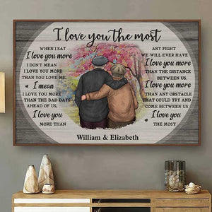 Je t'aime plus que tout - Affiche horizontale personnalisée - Cadeau pour couple, mari et femme