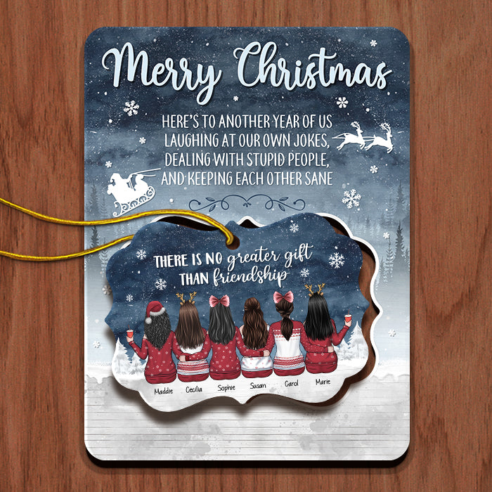 To My Besties Here’s To Another Year Of Us - Personalized Christmas Wooden Card With Pop Out Ornament - Gift For Bestie, Best Friend, Sister, Birthday Gift For Bestie And Friend, Christmas Gift