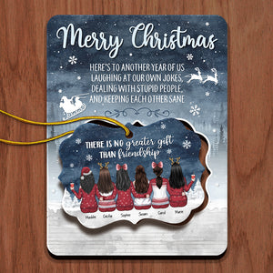 To My Besties Here’s To Another Year Of Us - Personalized Christmas Wooden Card With Pop Out Ornament - Gift For Bestie, Best Friend, Sister, Birthday Gift For Bestie And Friend, Christmas Gift