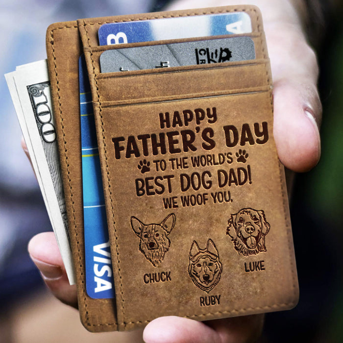 Meilleur papa chien - Porte-cartes personnalisé - Cadeau pour papa, cadeau pour la fête des pères