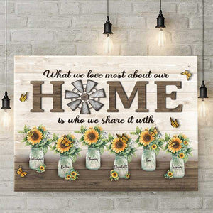 Ce que nous aimons le plus dans notre maison - Toile horizontale personnalisée - Cadeau pour couple, mari et femme