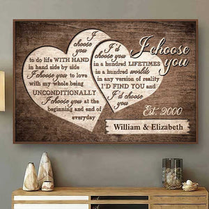 Je t'aime inconditionnellement - Affiche horizontale personnalisée - Cadeau pour couple, mari et femme
