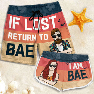Si tu es perdu, reviens voir mon chéri ! Short de plage personnalisé pour couple ! Cadeau pour couple, mari et femme