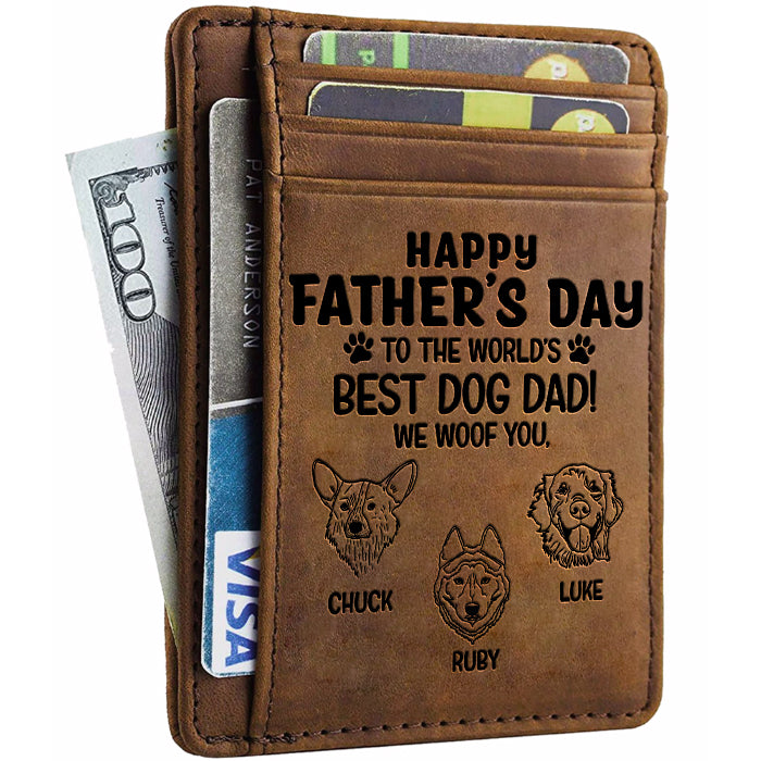 Meilleur papa chien - Porte-cartes personnalisé - Cadeau pour papa, cadeau pour la fête des pères