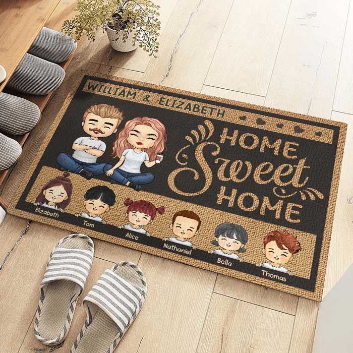 Notre maison, douce maison - Tapis décoratif personnalisé - Cadeau pour couple, mari et femme