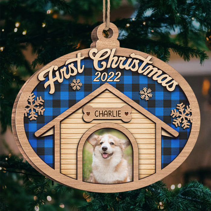 Premier Noël ensemble - Décoration de Noël personnalisée en bois en forme de boule de Noël - Télécharger une image, cadeau pour les amoureux des animaux, cadeau de Noël