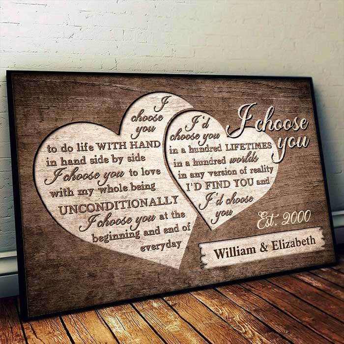 Je t'aime inconditionnellement - Affiche horizontale personnalisée - Cadeau pour couple, mari et femme