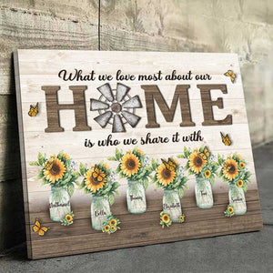 Ce que nous aimons le plus dans notre maison - Toile horizontale personnalisée - Cadeau pour couple, mari et femme
